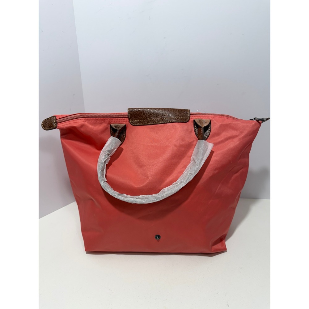NWT Longchamp Coral orange red,brown Le Pliage Tote bag.Ltd Edition Eiffel Tower - Picture 7 of 14